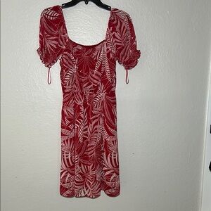 Banana Republic Red Puff Sleeve Midi Dress Small Size